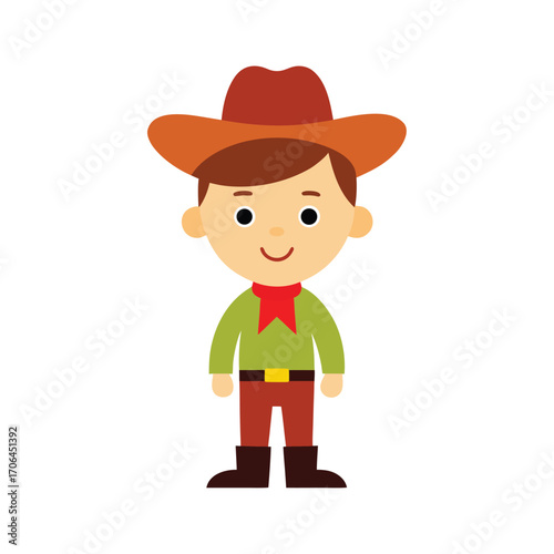  cartoon cowboy child on white background