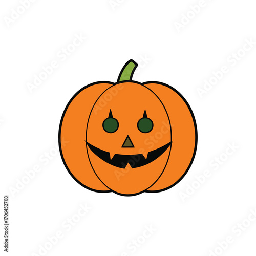 cartoon jack o lantern face on white background