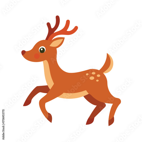cartoon reindeer flying on white background