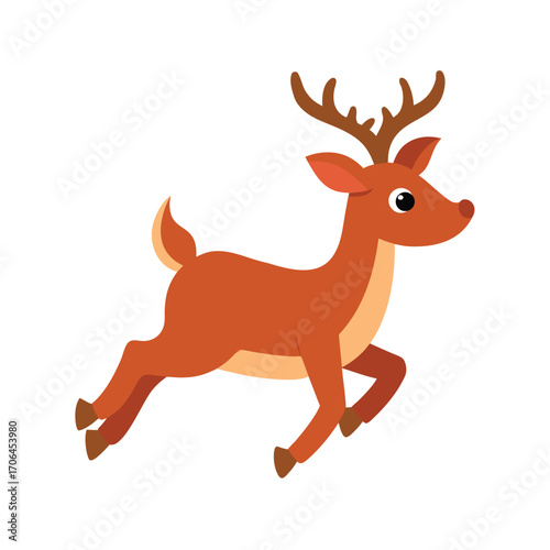 cartoon reindeer flying on white background