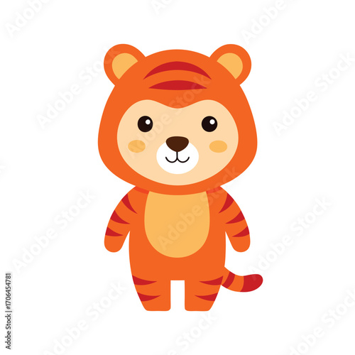 cartoon tiger kid costume on white background