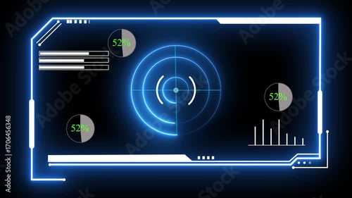 Data Visualization Interface Loading circle A futuristic data interface , displaying a wealth of information through dynamic charts, graphs, and Digital graphs navigation elements animated.