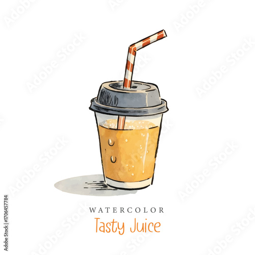 Watercolor Fast Food Tasty Juice Vector