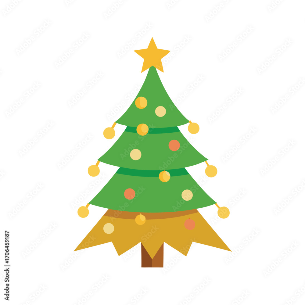 Fototapeta premium christmas tree with golden lights on white background