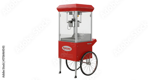 Konstfotografi Red vintage popcorn machine for concessions isolated PNG with Transparent Backgr