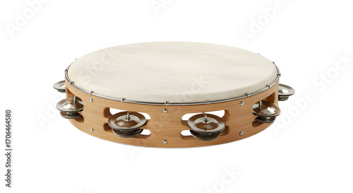 Wooden tambourine musical instrument isolated PNG with Transparent Background