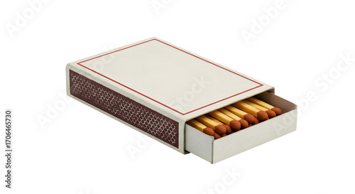 Open matchbox with wooden matches isolated PNG with Transparent Background