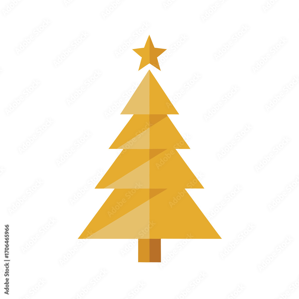 Fototapeta premium golden christmas tree illustration 