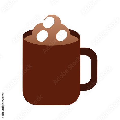  hot chocolate mug with marshmallows on white background