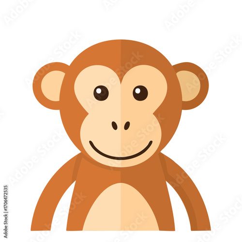 Cute Cartoon Monkey Smiling. A charming illustration of a happy monkey