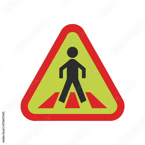 pedestrian crossing road sign on white background