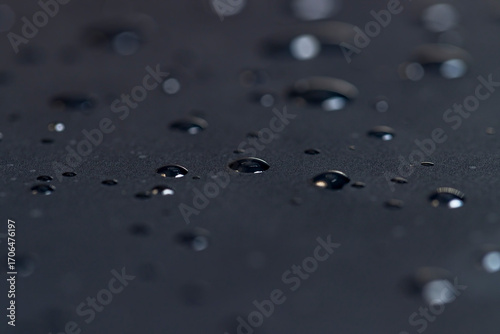 transparent protective soft film glued to the touch screen of a modern device covered with water droplets