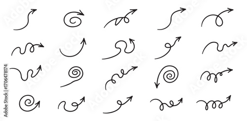Hand Drawn Arrows Vector Pack Curly Wavy Directional Elements for Web Design Infographics and Creative Projects Set of
