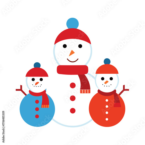 snowman family illustration on white background