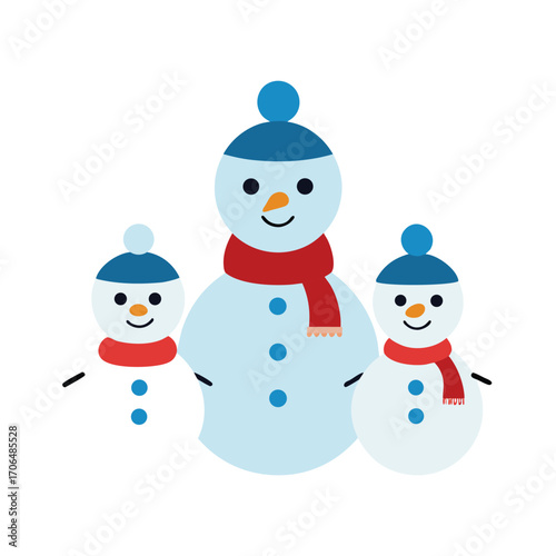 snowman family illustration on white background