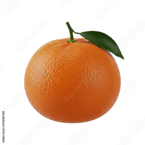 tangerine (mandarin) with leaf isolated on transparent background (alpha channel)