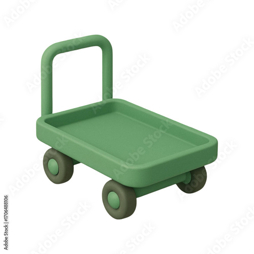 Green hand trolley cart isolated on transparent background