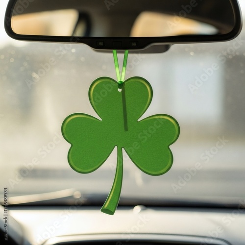 Shamrock clover sign. Symbol of St. Patrick's Day. Hangs in the car	