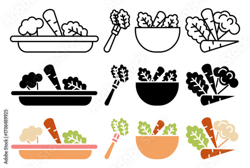 Vegetarian food icon set