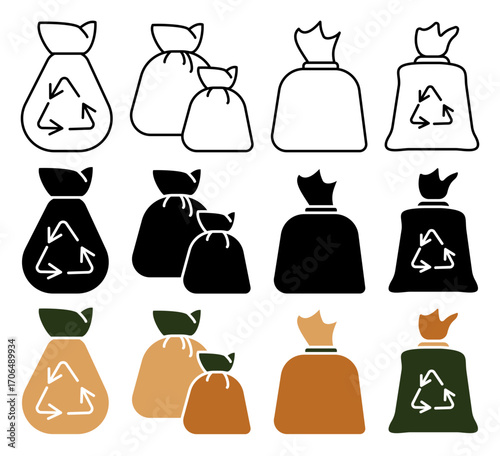 Trash bag icon set