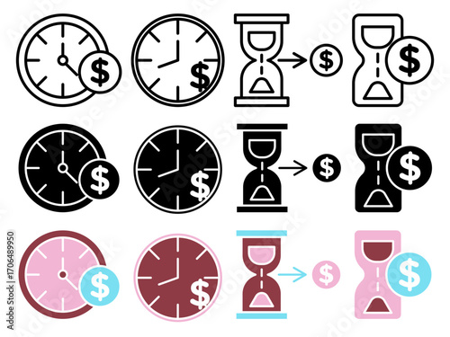 Time is money icon set