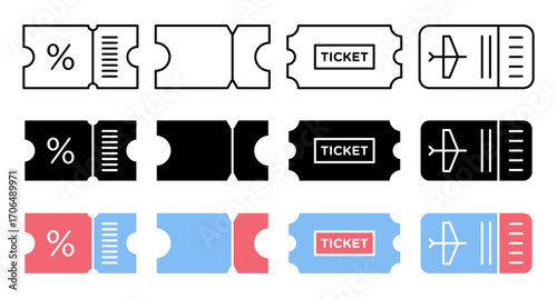 Ticket icon set