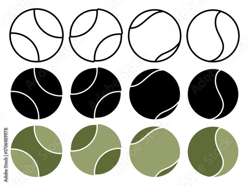 Tennis ball icon set