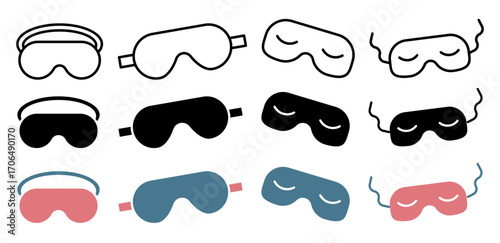 Sleeping mask icon set
