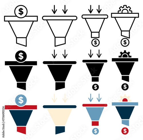 Sales funnel icon set