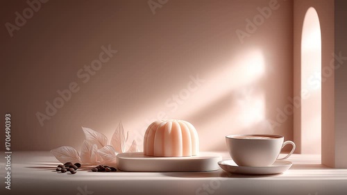 A Peaceful Moment with Exquisite Dessert and Warm Coffee
