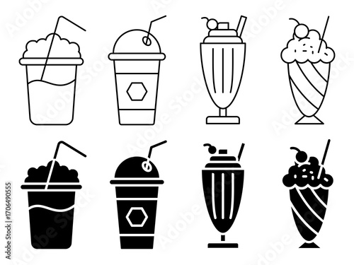 Milk shake icon set