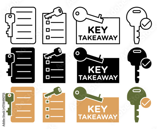 Key takeaway icon set