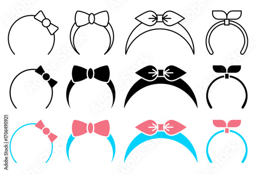 Hair band icon set
