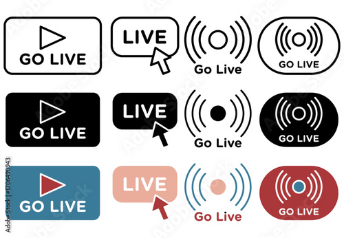Go live icon set
