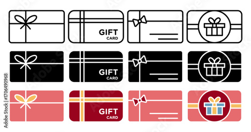 Gift card icon set