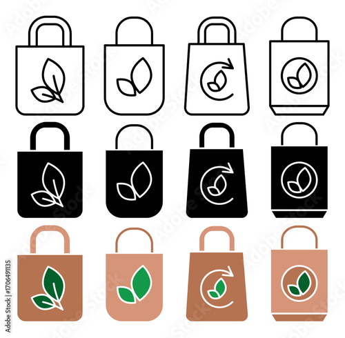 ECO bag icon set