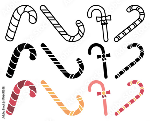 Candy cane icon set
