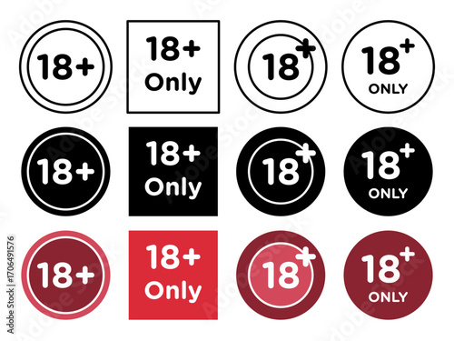18 Plus icon set