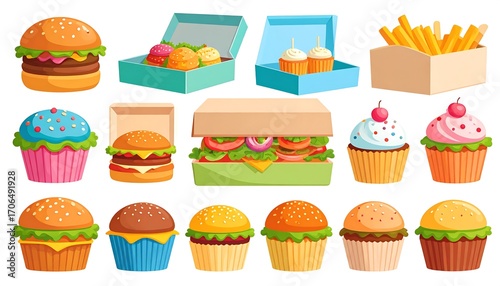 Cartoon fast food illustrations