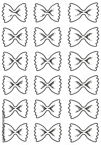 Butterfly shaped farfalle pasta pattern