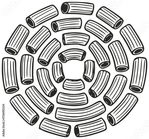 A circle of pasta in the shape of a circle that is laid out in a circle