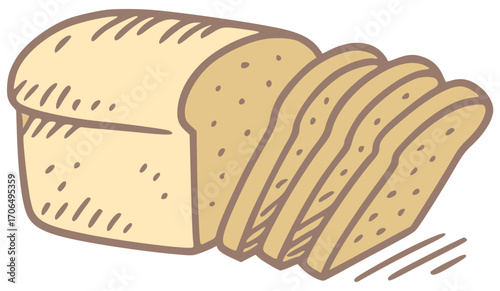 Sliced ​​bread pieces that fall. Vector loaf of bread