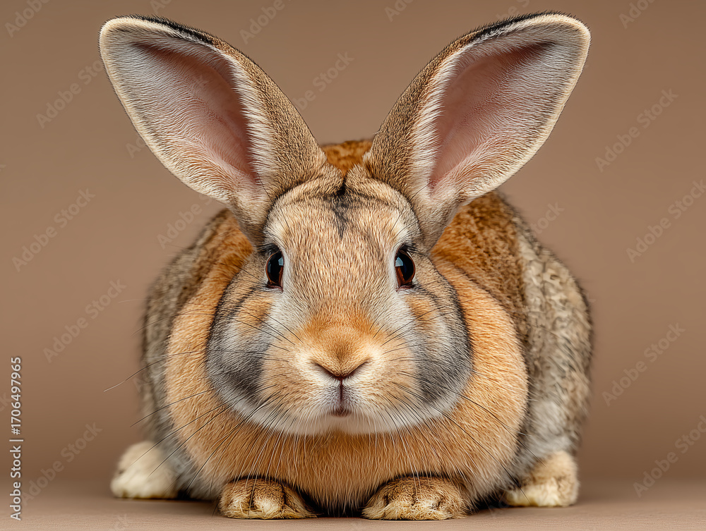 Obraz premium white rabbit on a brown background