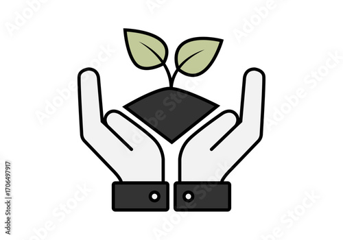 Icono de cuidado del medio ambiente con hojas 