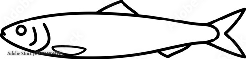 sardine silhouette line art vector illustration with a white background 