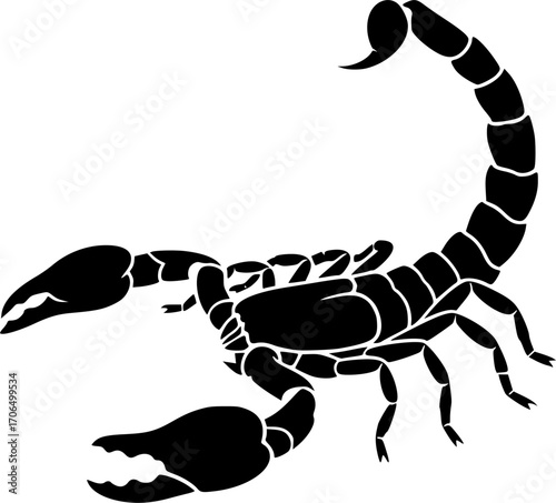 scorpion silhouette line art vector illustration with a white background