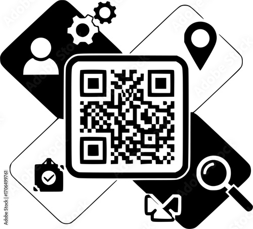 qr code square icon vector illustration
