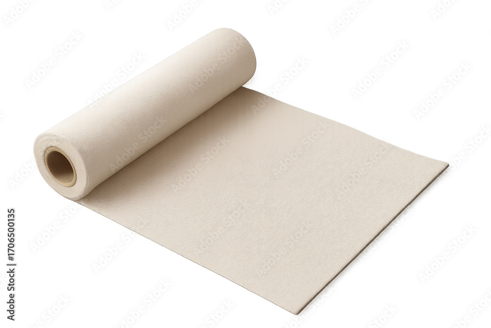 Fototapeta premium Rolled canvas on transparent background creating artistic space