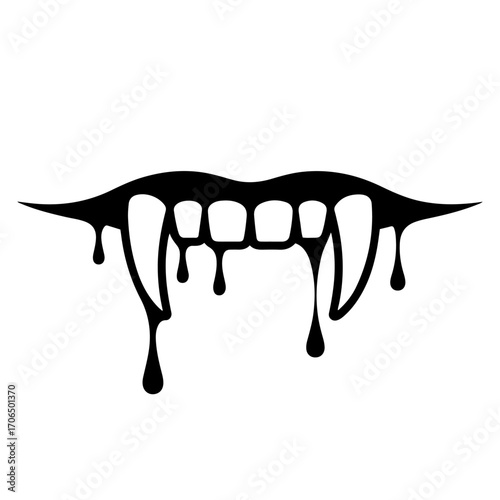 vampire fangs dripping blood halloween spooky icon set
