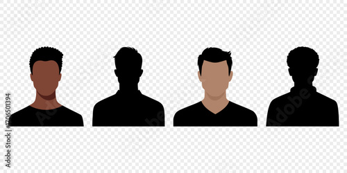 Man avatar profile, head silhouette icon